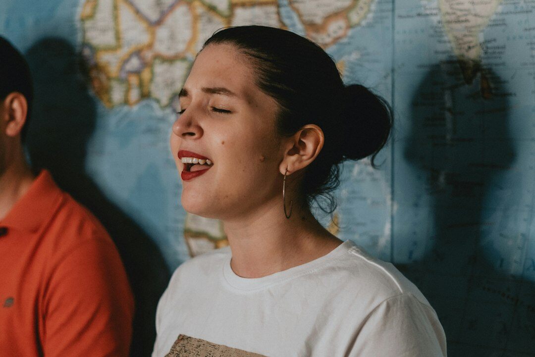 woman practicing speech exercises