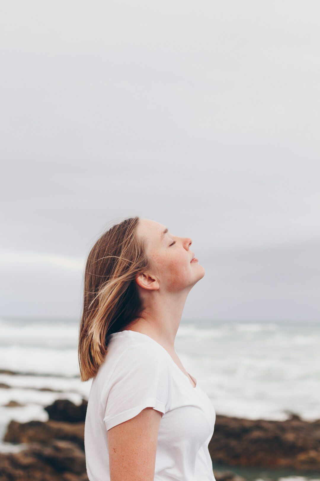 person doing breathing exercises